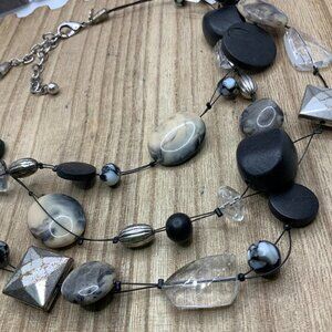 Chico's Multi Strands Black Beaded Wire Necklace